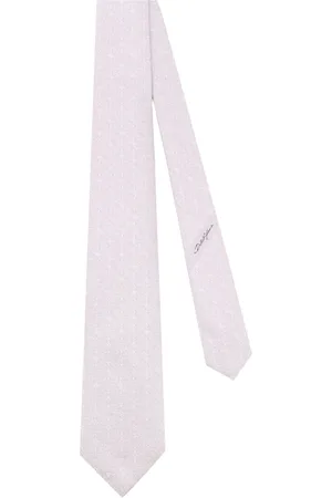Dolce & Gabbana Accessoires, Heren, Grijs, ONE Size, Monogram Zijden Stropdas Gemaakt in Italië