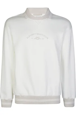 ELEVENTY Sweatshirts & Hoodies, Heren, Wit, S, Katoen, Giza Cotton Crewneck Sweatshirt