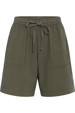 Kaffe Korte broeken, Dames, Groen, M, Katoen, Blad Groene Wijde Shorts