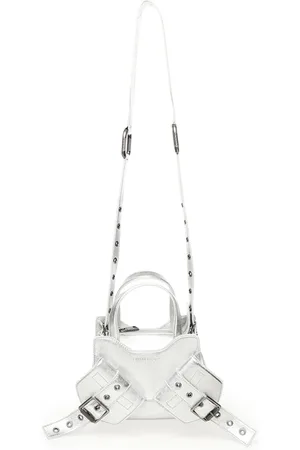 BIASIA Tassen, Dames, Grijs, ONE Size, Zilveren Koeienhuid Tas met Schuine Zakken