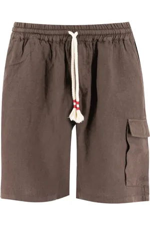 MC2 SAINT BARTH Korte broeken, Heren, Bruin, M, Linnen, Linnen Trekkoord Bermuda Shorts