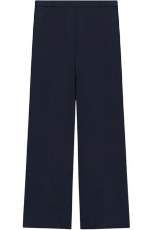 THEORY Broeken, Dames, Blauw, L, Polyester, Wijde Pijp Crepe Broek