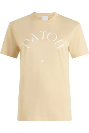 Patou Tops, Dames, , S, Katoen, Natuurlijke T-shirt met Stijlvol Logo