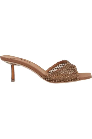 LE SILLA Schoenen, Dames, Bruin, 38 1/2 EU, Katoen, Kristal Bruine Slide Sandalen