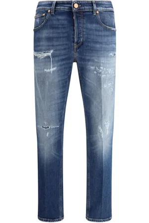 PT Torino Jeans, Heren, Blauw, W31, Katoen, Vintage Straight Jeans met versleten effect