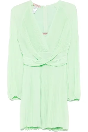 Twin-Set Kleedjes, Dames, Groen, L, Groene Jurk met Elastische Manchetten