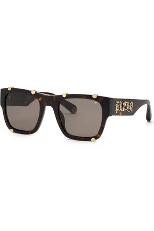 Philipp Plein Accessoires, Heren, Bruin, ONE Size, Bruine acetaat zonnebril