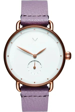 MVMT Accessoires, Dames, Paars, ONE Size, Paarse Leren Quartz Analoog Horloge