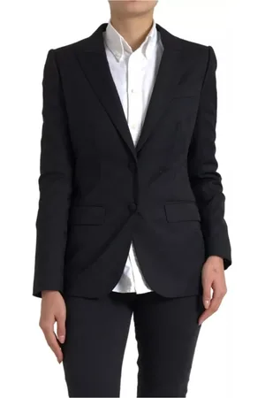 Dolce & Gabbana Jassen, Dames, Zwart, M, Wol, Zwarte Lange Mouw Jas Blazer Jack