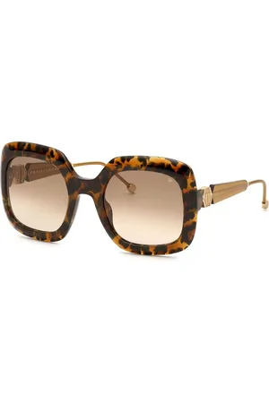 Philipp Plein Accessoires, Dames, Bruin, ONE Size, Bruine Acetaat Zonnebril