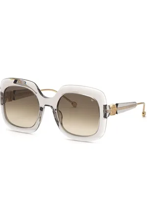 Philipp Plein Accessoires, Dames, Grijs, ONE Size, Grijze Acetaat Zonnebril