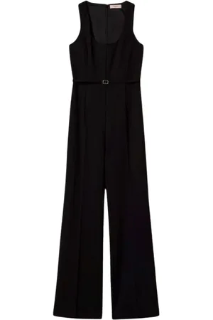 Twin-Set Jumpsuits & Playsuits, Dames, Zwart, S, Jumpsuit met uitlopende pijpen in Milano-breisel