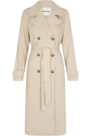 Modstrom Mantels, Dames, , L, Linnen, Linnen Trenchcoat Stijl Jas