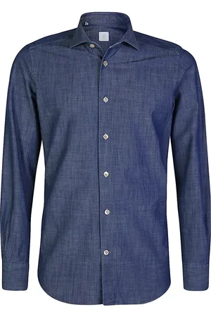 ELEVENTY Overhemden, Heren, Blauw, S, Katoen, Dandy Katoenen Overhemd