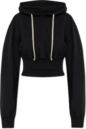 Rick Owens Sweatshirts & Hoodies, Dames, Zwart, S, Katoen, Korte hoodie