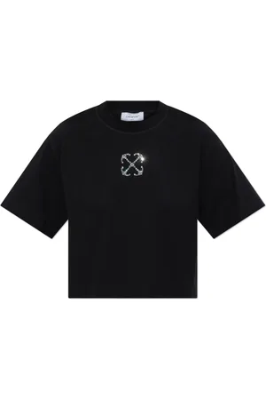 OFF-WHITE Tops, Dames, Zwart, XS, Katoen, T-shirt met logo