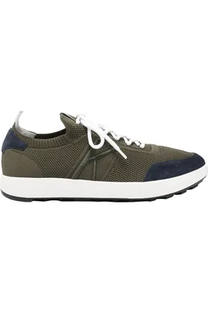 Kiton Schoenen, Heren, Groen, 41 EU, Leer, Groene leren sneakers met stoffen voering