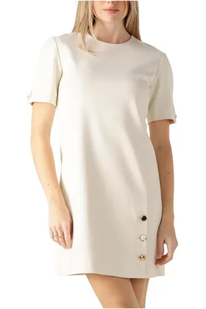 Twin-Set Kleedjes, Dames, , 4Xs, Crème Mini Jurk Charme
