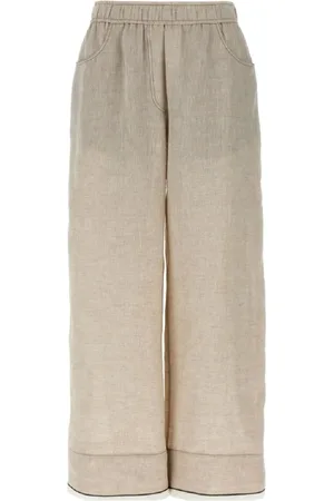 Brunello Cucinelli Broeken, Dames, , L, Linnen, Juta Linnen Broek