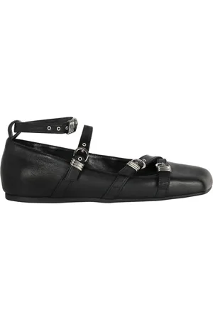 vic matiè Schoenen, Dames, Zwart, 38 EU, Leer, Asymmetrische leren platte schoenen