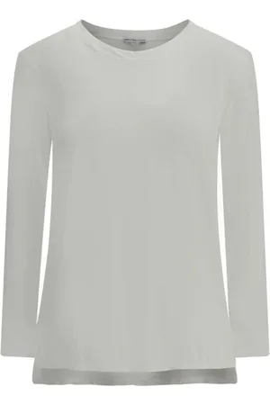 James Perse Tops, Dames, Wit, S, Katoen, Doorschijnende longsleeve met ronde hals
