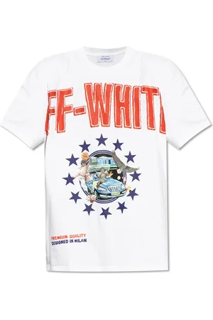 OFF-WHITE Tops, Heren, Wit, M, Katoen, T-shirt met print