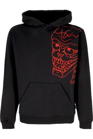 IUTER Sweatshirts & Hoodies, Heren, Zwart, M, Katoen, Zwarte Skull Hoodie met Lange Mouwen