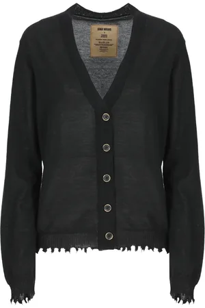 UMA WANG Truien, Dames, Zwart, L, Kasjmier, Zwarte Kasjmier V-Hals Cardigan Sweater