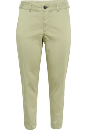 Kaffe Broeken, Dames, Groen, 3Xl, Groene Chino Broek met Brede Tailleband
