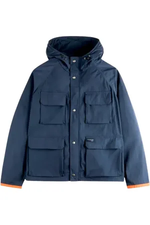 FAY Jassen, Heren, Blauw, M, Nylon, Blauwe Windbreaker Jas met Capuchon