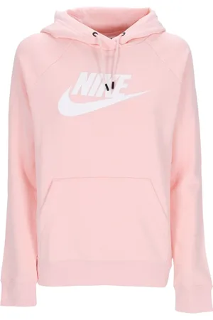 Nike Sweatshirts & Hoodies, Dames, Roze, L, Katoen, Essentiële Hoodie Atmosfeer/Wit Lange Mouw