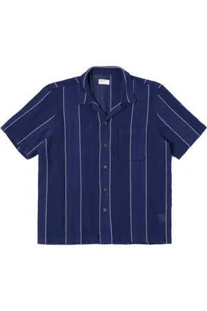 Universal Works Overhemden, Heren, Blauw, S, Katoen, Gestreept Reef Overhemd