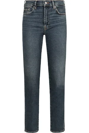 7 for all Mankind Jeans, Dames, Blauw, W26, Katoen, Slim Fit Roxanne Jeans met Logo