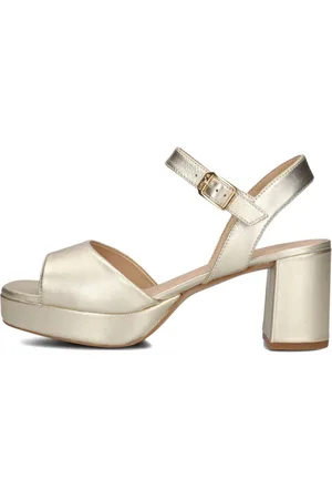 Unisa Schoenen, Dames, Geel, 40 EU, Gouden elegante sandalen met blokhak