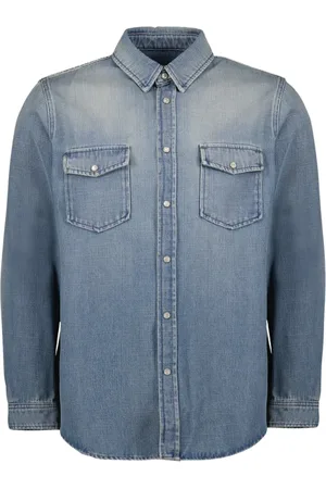 Saint Laurent Overhemden, Heren, Blauw, M, Denim, Denim Overhemd Klassiek Lange Mouw Blauw