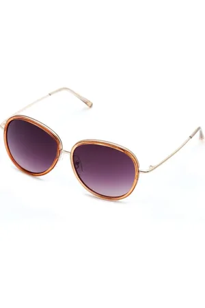 Lancaster Accessoires, Dames, Paars, ONE Size, Metalen zonnebril met oranje wijzerplaat