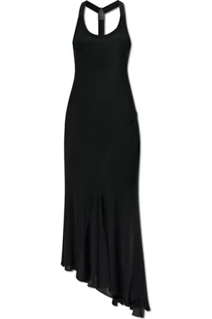 OFF-WHITE Kleedjes, Dames, Zwart, 3Xs, Geribbelde Off-Shoulder Jurk