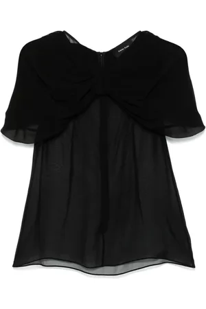 Simone Rocha Blouses & Shirts, Dames, Zwart, S, Strik Detail Aansluitende Top