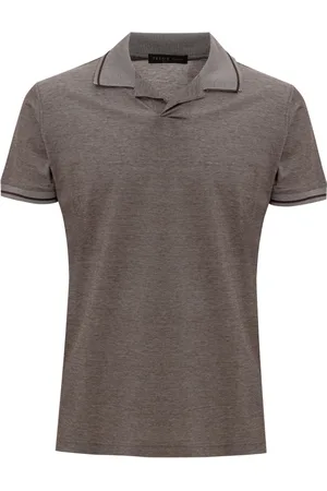 corneliani Tops, Heren, Bruin, M, Katoen, Polo met kraagdetail