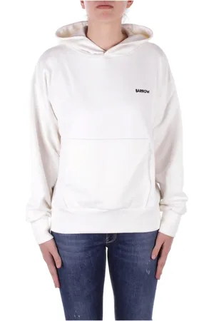 BARROW Sweatshirts & Hoodies, Dames, Wit, L, Katoen, Beige Hoodie Met Rits Sweater