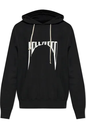 Rick Owens Sweatshirts & Hoodies, Heren, Zwart, S, Katoen, Bedrukte Sweatshirt