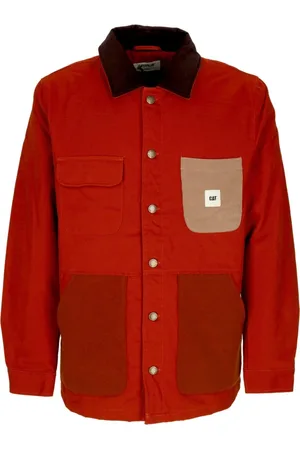 Caterpillar Jassen, Heren, Rood, M, Katoen, Canvas Werkjas Rood Fluweel Kraag