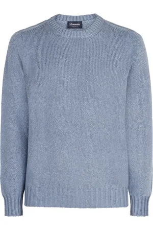 DRUMOHR Truien, Heren, Blauw, L, Katoen, Geribbelde Katoenen Trui