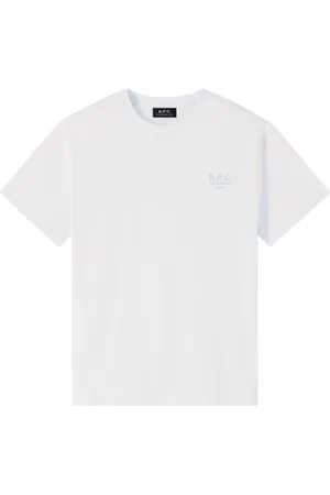 A.P.C. Tops, Heren, Wit, 3Xl, Katoen, Hemelsblauw Logo Geborduurd Katoenen T-shirt