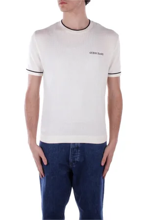 Guess Tops, Heren, Wit, L, Katoen, Logo Voorkant Katoenen T-shirt Grote Pasvorm