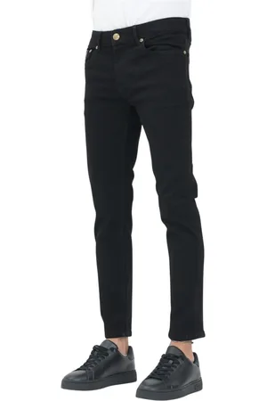 VERSACE Jeans, Heren, Zwart, W36, Katoen, Zwarte Skinny Jeans met Metalen Details