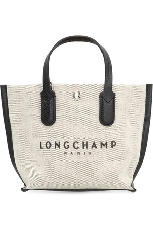Longchamp Tassen, Dames, , ONE Size, Katoen, Canvas Handtas met Lederen Details