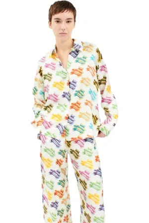 ODEEH Blouses & Shirts, Dames, Veelkleurig, S, Katoen, Zwembadstoelen Blouse Oversized Schouder