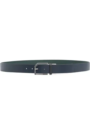 Armani Exchange Accessoires, Heren, Blauw, ONE Size, Leer, Eenvoudige Gesp Riem, Omkeerbaar Logo Ontwerp
