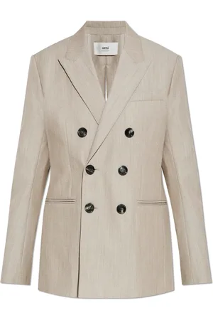 Ami Jassen, Dames, Grijs, S, Wol, Double-breasted blazer